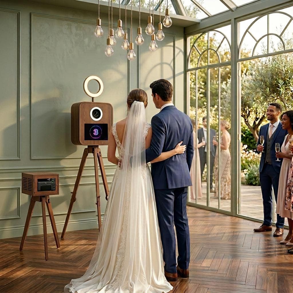 Miri in fata cabinei de lemn cu ring light, intr-o sala cu pereti de sticla